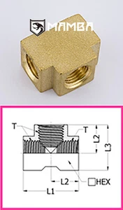 Brass Turbo Adapter Fitting Union Tee 1/4 BSP Female (50 pcs) - Picture 1 of 2