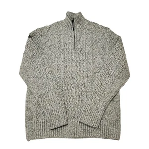 Superdry Jacob Henley Pullover mit Zopfmuster und 1/4-Reißverschluss - Größe XL - Beige - Wolle - Bild 1 von 6