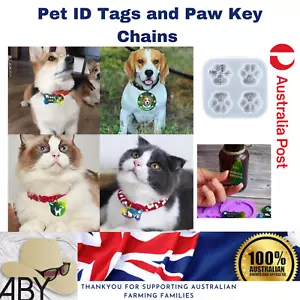 Silicone Dog Cat ID Tag Resin Casting Mold Pet Pendant Keychain Craft Mould AU - Picture 1 of 17