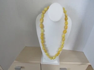 Sterling Silver Aluma Smooth Yellow Stone Gem Thick Chunky Necklace 925 AIL 30" - Picture 1 of 7