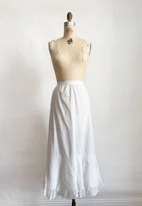 Beautiful Antique 1900s Sheer Cotton Delicate Lace Hem Lawn Skirt Petticoat S M - Picture 1 of 8