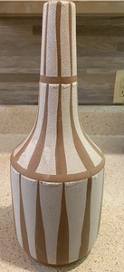Mid Century Modern hellbraun & weiß Blase glasiert 15" Vase hellbraun & weiße Streifen - Bild 1 von 12