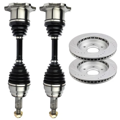 Front 2 CV Axles + 2 Brake Discs Rotors For 2000-2006 Chevrolet Suburban 1500 Foto 1 de 4