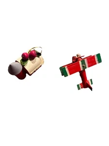 2 Vintage Holz Weihnachtsschmuck Doppelhobel & Scheune mit Silo - Bild 1 von 8