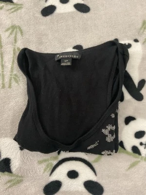 Camiseta sin mangas Twenty One negra lentejuelas cuello redondo camisa talla pequeña sin mangas Foto 1 de 4