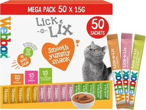 Webbox Lick-e-Lix Cat Treats Variety Mega Pack - Kitten Friendly (50 Sachest) - Picture 1 of 7