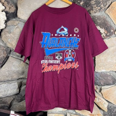 Vintage Colorado Avalanche 1996 Conf Champions T Shirt XL Deadstock NOS NHL - Image 1 of 4