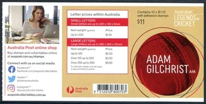 2021 Australian Legends Of Cricket Adam Gilchrist - Stamp booklet Barcode 800703 - Picture 1 of 2