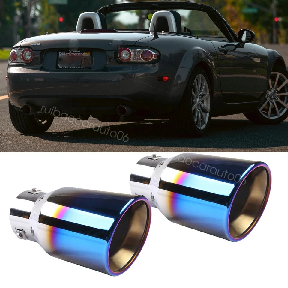 Car Pipe Tip Rear Tail Throat Muffler Stainless Steel Blue For Mazda MX-5 Miata - Image 1 of 4