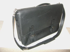 Maletín/bolso para computadora portátil Coach GRANDE Thompson de cuero negro - Imagen 1 de 18