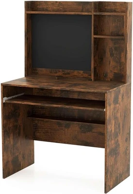 Rustikaler brauner Computertisch mit Stall & Tastaturablage Home Office Tisch - Bild 1 von 4