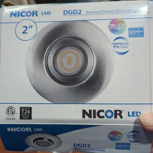 2" Recessed LED Gimbal Ring Trim DHD2 Satin Nickel Recessed Downlight Dimmable  - Picture 1 of 11