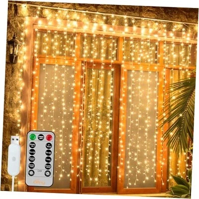  Curtain Lights 6.6x6.6ft, 200 LED 200LED-Upgrade Untangled Wire Warm White - Image 1 of 4