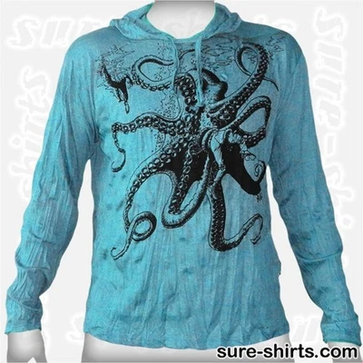 Moletom com capuz OCTOPUS masculino azul tamanho médio leve tecido macio unissex feminino - Imagem 1 de 4