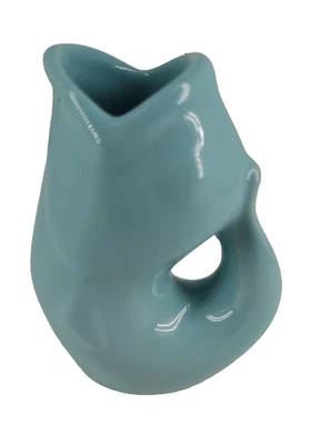 GurglePot Stoneware Koi Fish Creamer Flower Pitcher 4" Vase Teal B2 - Image 1 of 4