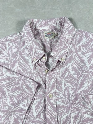 Faherty Breeze Shirt Mens XL Pink Leafy Button Up Hemp Blend Hawaiian Casual - Image 1 of 4