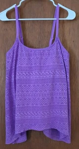 Purple Women Tankini Swimsuit Top Only Lace Overlay Style Size XL No Bottom - Picture 1 of 7