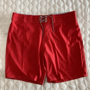 Birdwell Beach Britches Board Shorts Mens 39 Red 9” Surf Swim USA Made Brand New - Picture 1 of 10