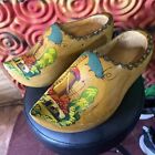 Vintage Hand Carved Painted Dutch Wooden Shoes Clogs Holland Windmill Rustic