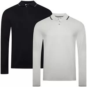 M&S Mens Polo Shirt Modal Cotton Long Sleeve Regular Fit Tipped Casual Plain Top - Picture 1 of 17
