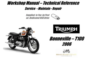 Triumph Bonneville T100 Service Repair Workshop Manual USB 2006 - Picture 1 of 9