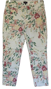 Jeans donna NYDJ taglia 8 Audrey stampa floreale sollevamento caviglie tecnologia Tuck multi - Foto 1 di 14