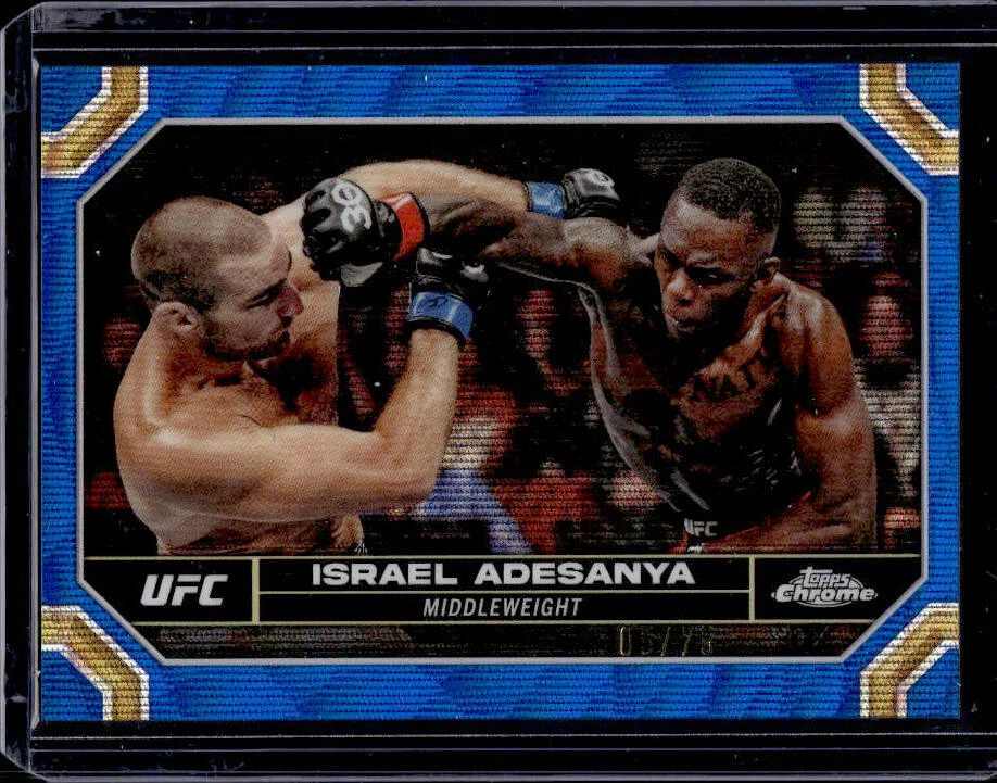 2024 Topps Chrome UFC Israel Adesanya Blue Wave Refractor #05/75