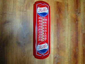 Vintage Taylor Pepsi Cola Metal Advertising Wall Thermometer 27x8 - Picture 1 of 6
