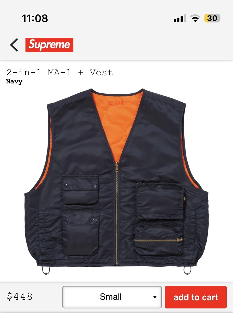 Supreme 2-in-1 MA-1 + Vest BLACK Mサイズ Supreme 2-in-1 MA 1 Vest Black Men's - SS24 - GB