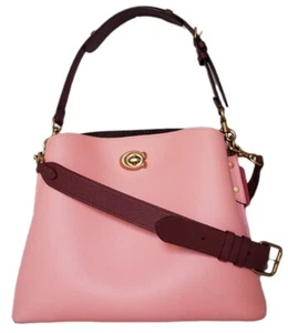 Coach Women Willow Brass/Candy Pink Multi Colorblock Shoulder Bag C2590 Pre-owne - Picture 1 of 5