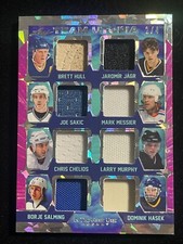 2022-23 Leaf In The Game Used Hull/Jagr/Sakic/Messier Team Utopia Silver; SN#2/4