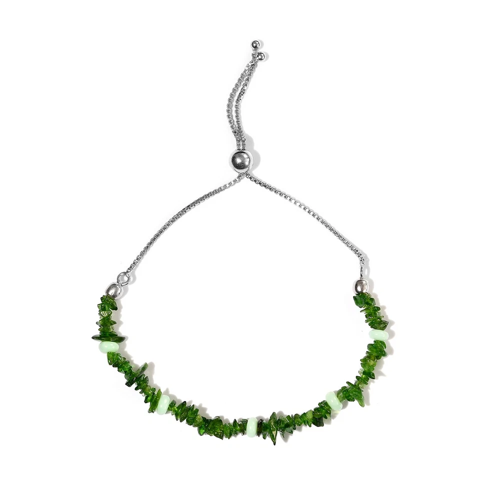 Brazalete Bolo 17,75ctw Cromo Natural Diópsido y Ópalo Verde Chapado en Rodio Foto 1 de 4