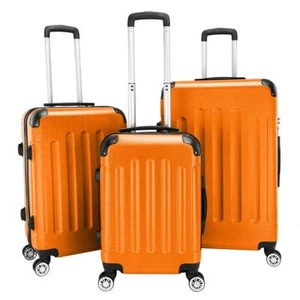 Orange 20"/24"/28" Lightweight 3-in-1 Luggage Suitcase Sets ABS Trolley Case - Picture 1 of 10