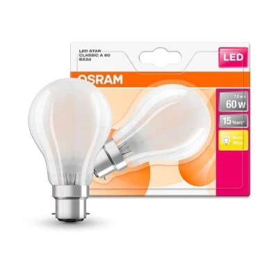Osram LED Star Classic 7W (60W) GLS/A60 BC/B22 Warm White (2700K) Light Bulb - Image 1 of 4