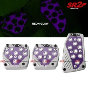 Universal Neon Glow Purple 3pcs Racing Pedal Set - Manual M/T - Picture 1 of 1