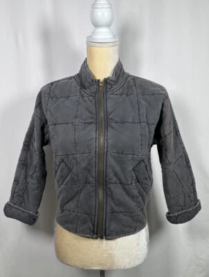 Chelsea & Violet Girls Junior Bomber Jacket Coat Large Distressed Charcoal New - Image 1 of 4