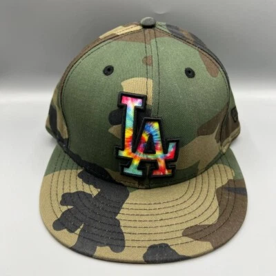 Los Angeles LA Dodgers Hat Men 7 1/4 Green Camo 59Fifty New Era Fitted Cap - Image 1 of 4