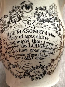 Antique c1810 George III Masonic Creamware Jug Pitcher Crested Symbol Encrusted - Picture 1 of 23