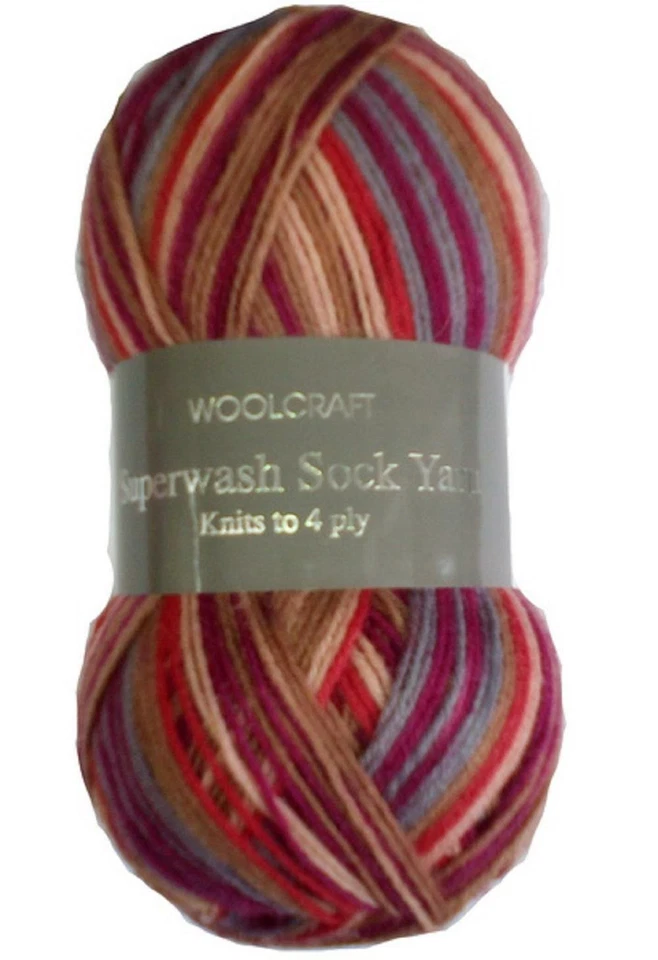 Woolcraft Superwash Sock 4 ply Knitting Wool Yarn 100g - 1471 Montreux
