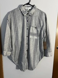 New Blouse Eden & Olivia Size M Armpit To Armpit 21in Long 30in Style Striped - Picture 1 of 17