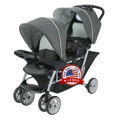 Cochecito Doble Para Bebés Hermanitos Gemelos Plegable Compacto Color Gris NUEVO. Foto 1 de 4