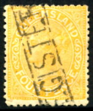 Queensland - 1890 4d YELLOW Wmk W6 Wmk SG 193 Cv $4 [D4835]