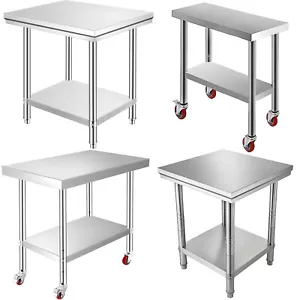 More details for vevor commercial stainless steel kitchen food prep work table bench / wheels