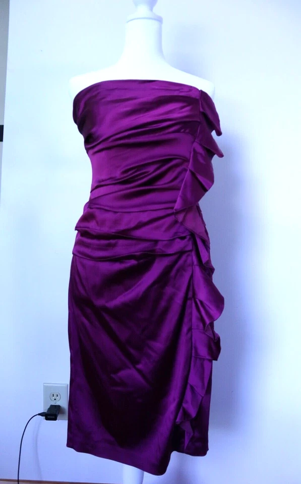 Suzi Chin For Maggy Boutique Magenta Strapless Ruffled Dress Women's Size 6 - Image 1 of 4