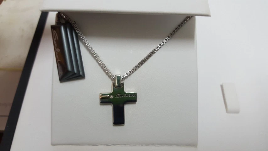 Collana Salvini Argento Croce Diamanti ct 0,01 Catena Argento 925 - Immagine 1 di 1