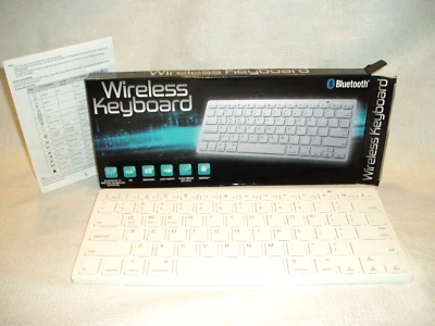 NIB WIRELESS BLUETOOTH KEYBOARD 3.0 WHITE iPads, iPhones, Android, Laptop - Image 1 of 4