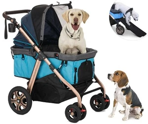 HPZ™ PET ROVER TITAN HD Premium Super-Size Stroller SUV For Dogs & Cats - Blue - Picture 1 of 9