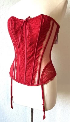 NEW Victorias Secret Lingerie SMALL Red Corset Garter Straps Lace Sexy MRP $119 - Image 1 of 4