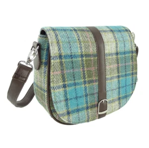 Sky Blue Salbei Green Tartan Karo Harris Tweed Beauly Schultertasche Handtasche - Bild 1 von 1