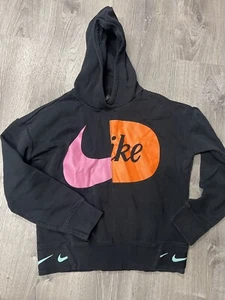 Nike Girls Dual Logo Fleece Hoodie Sweater Pullover XL - Picture 1 of 1